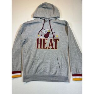 Miami Heat NBA Basketball Hoodie Sweatshirt Pullover Gray Mens Large